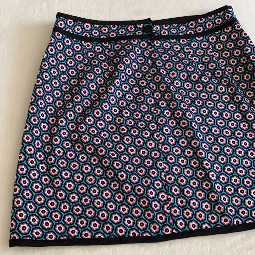 Nanette Lepore | Bohemian Geometric Print Stretch Cotton A-Line Mini Skirt 8 - Picture 14 of 16